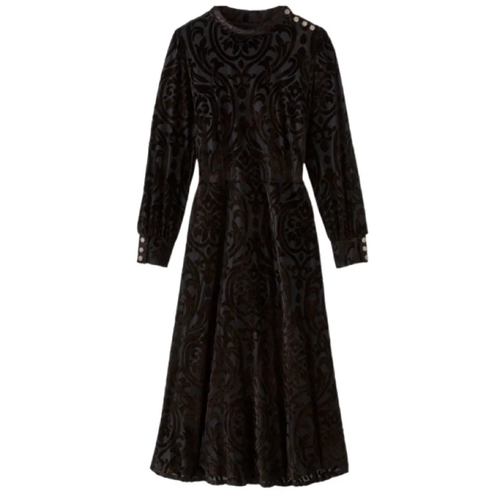 $170 NWT Soft Surroundings HADLEY Black Abstract Velvet Dress - Size 16 - Picture 3 of 14